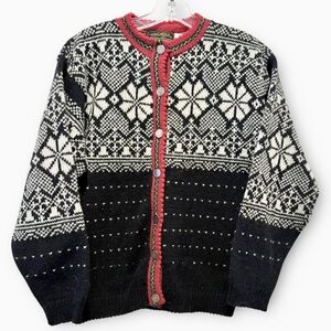 Vintage Eddie Bauer Wool Nordic Cardigan SweaterMade in USA Sz S